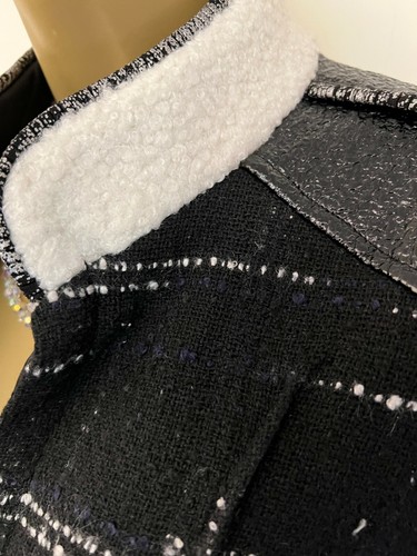 Chaqueta de invierno Elisa Cavaletti Daniela Dallavalle negra blanca Reino Unido 12 nueva con etiquetas precio de venta sugerido por el fabricante 525 GBP - Imagen 2 de 7