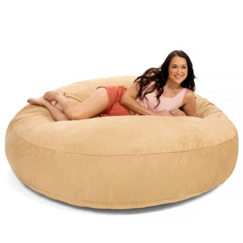 Jaxx 6' Cocoon Bean Bag Sofa with Removable Camel Microsuede Cover - Picture 1 of 8