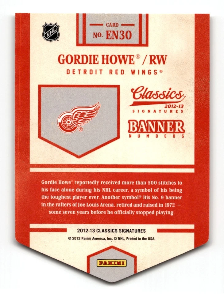 2012-13 Panini Classics Signatures Banner Numbers Gordie Howe #EN30 Detroit Red - Image 2 of 2
