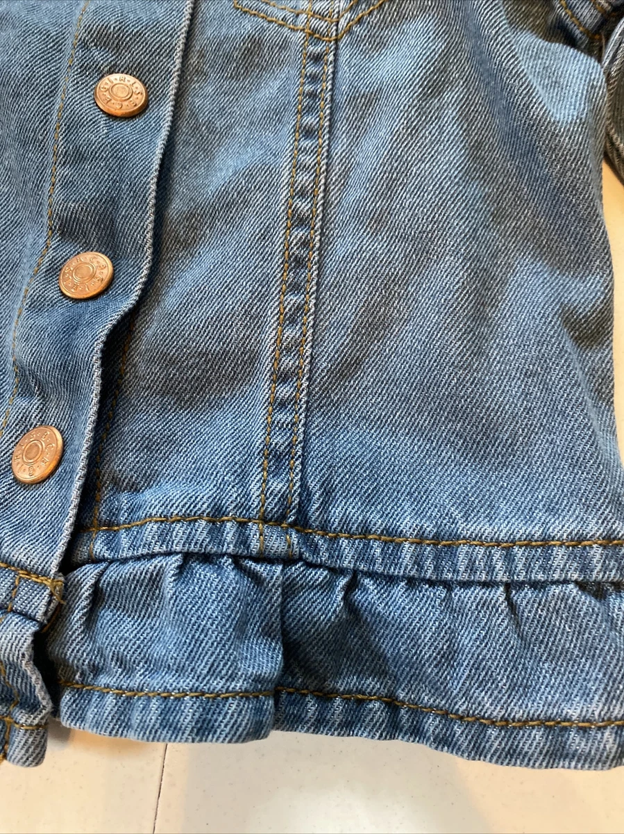 BCBG Girls Toddlers Size 4 Blue Denim Pocket Jean Jacket Copper