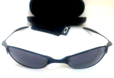 RARE OAKLEY WIRE TAP 1.0 SUNGLASSES Cobalt Blue Frames w/ Black