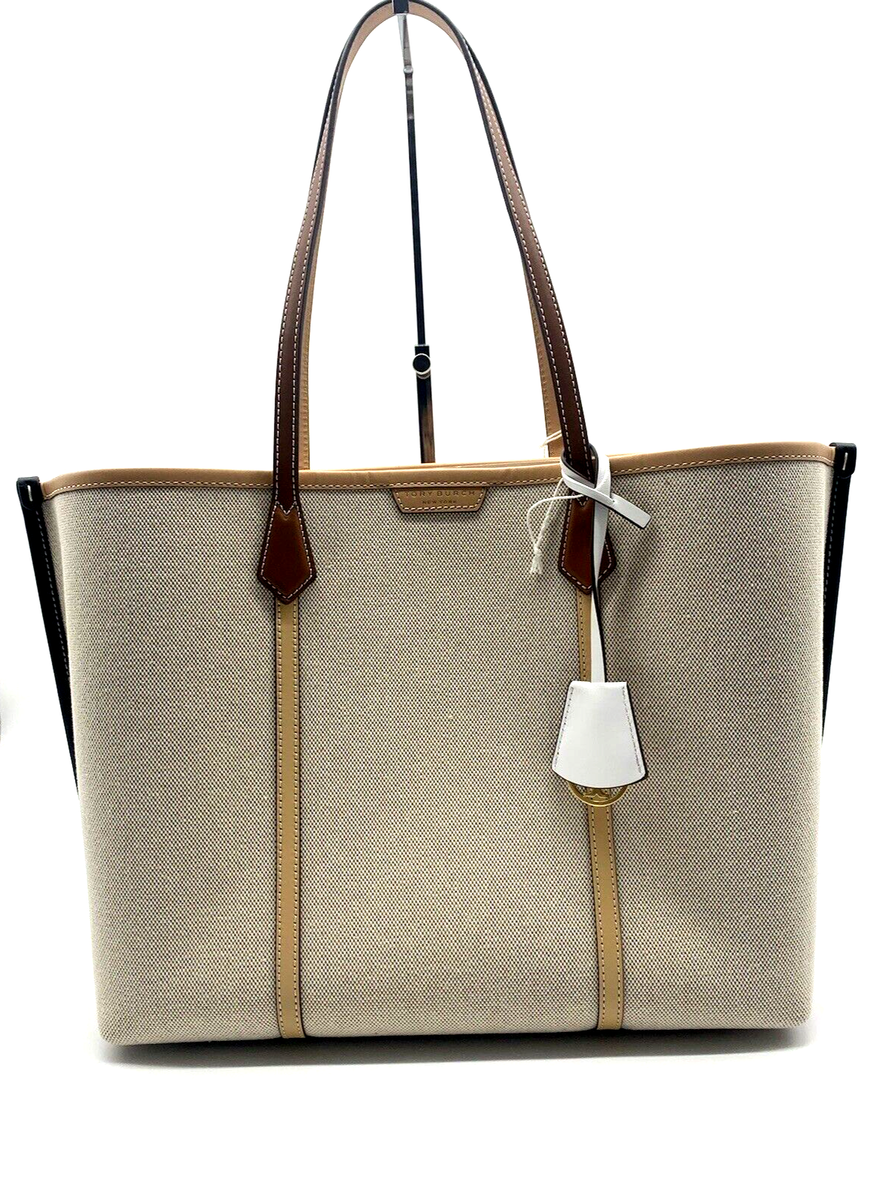 AUTH Tory Burch Perry Canvas Leather Tote Bag UK