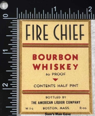 Fire Chief Bourbon Whiskey Label - MASSACHUSETTS