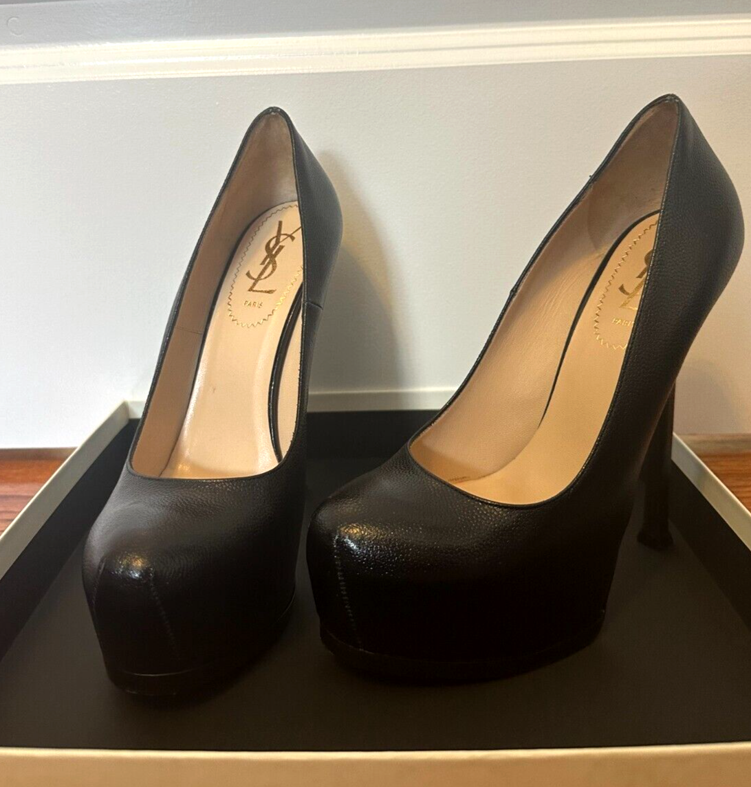 Pompa YSL Yves Saint Laurent nera Vernigolf Tribtoo 105 taglia 37 5 US 7