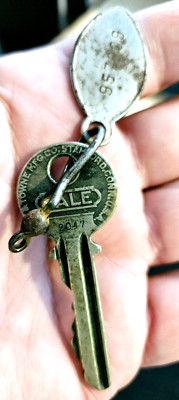 Vintage YALE 8555 2047 Key with Amity Lea. Prod Co West Bend Wis Keychain