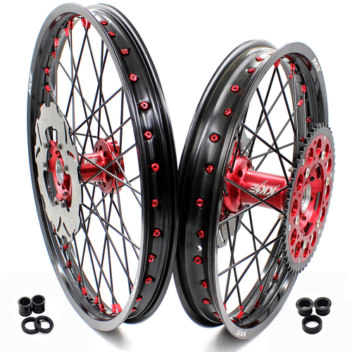 KKE 21/18 Enduro Wheels Rims Set Fit Honda XR400R 1996-2004 XR600R 1991-2000 Red