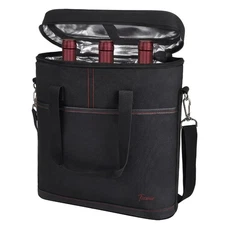 Wine Carrier Tote Bag Insulated 3 Bottle Cooler Carrying Case for Travel Picnic