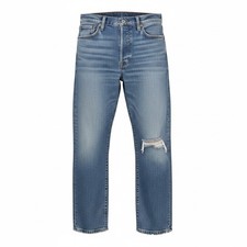 Levi  s Wedgie Straight Jeans Women Sz 32 X 27 Light Button Distressed High Rise