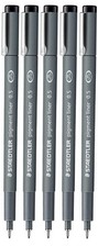 Pigment Liner 5 Pack 0.5mm Fineliner Sketching Drawing Drafting Pens Black