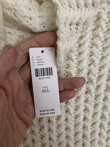 Anthropologie Ivory Poncho Pullover One Size Rollkragenpullover Kuschel Strick NEU - Bild 5 von 8