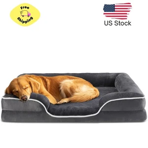 Lit de chien pour les chiens de grande taille X, Sofa de mousse mémoire supportive, Gris