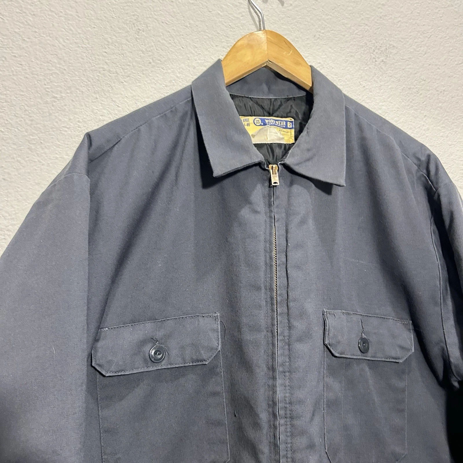 Vintage Work Wear Corporation Jacket Men's Large Gray Boxy Bomber 70s lined Zip - product detail image 2