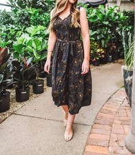 Bishop + Young Double V-Neck Belted Midi Dress Size S