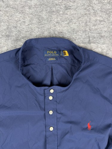 Polo Ralph Lauren Shirt Mens XL Blue Band Collar Performance Classic Fit Grandpa - Picture 2 of 6