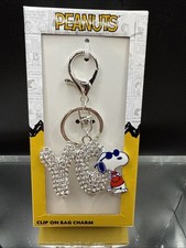 Peanuts Snoopy JOE COOL Bling Crystal Rhinestone Keychain Bag Charm Brand New