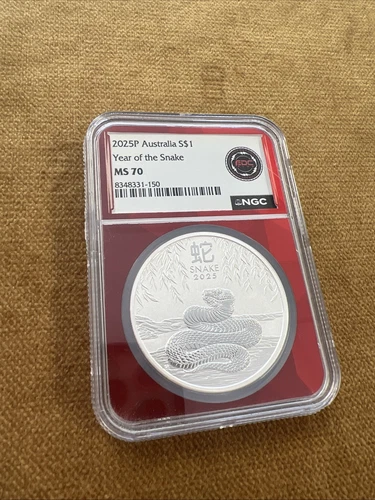2025P Australia S$1 Year of the Snake Coin! 1 oz .9999 NGC MS70!