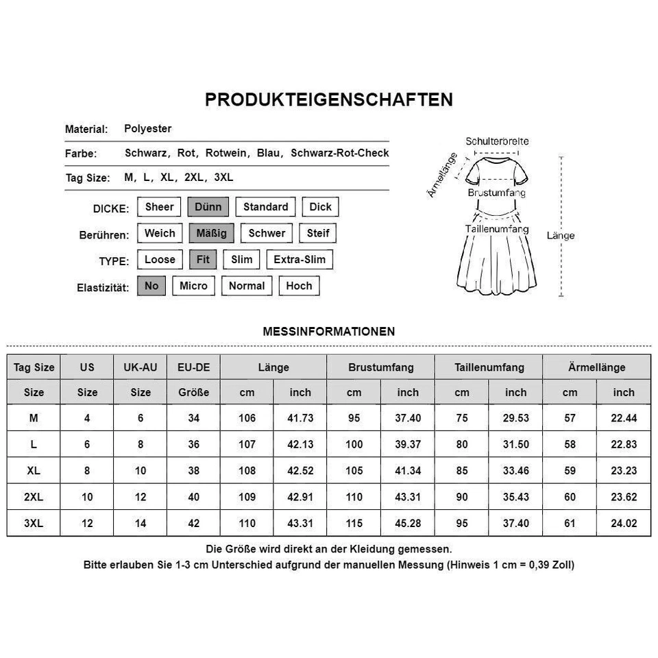 Damen Weihnachten Kostüm Party Swingkleid Skaterkleid Weihnachtskleid Abendkleid - Bild 2 von 4