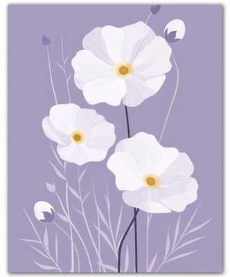 Botanical Lavender White Cosmos White Cosmos 8x10 Floral Print Wall Art Poster