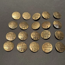 20 Ass’t Ky. Dist. Bardstown Brass Pin Button Distillery Lot Private Kentucky