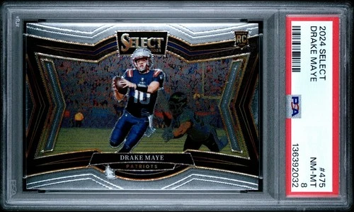 2024 Panini Select Drake Maye FIELD LEVEL Rookie RC #475 PSA 8 PATRIOTS Rare