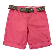 Old Navy Girls Salmon Chino Bermuda Shorts Cuffed Hem Belt Sz 14 100 Cotton