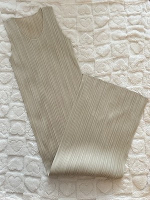 Pleats Please Issey Miyake Beige Tank Dress (Basic Collection) - Size 3