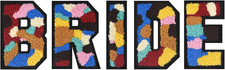 5PCS Bride Chenille Iron-On Patches – 3” Colorful Letter Patches for Clothing, H