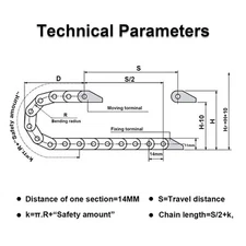 Black Plastic Cable Chain Wire Carrier Drag Chain With End Connector Tool Part