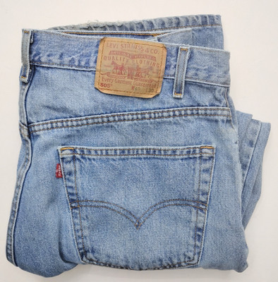 Levis 505 Jeans Mens 40x30 Blue Denim Straight Leg Medium Wash Grunge 2000