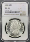 1880-S NGC MS66 Morgan Silver Dollar $1 - Semi PL Gem