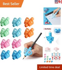 Ambidextrous Pencil Grips Set - 10 Silicone Grips  10 Clips for Kids and Adults