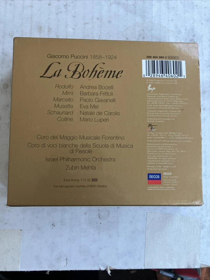 Puccini La Boheme CD Israel Philharmonic Orchestra 2 CD Set With Booklet Foto 2 de 4