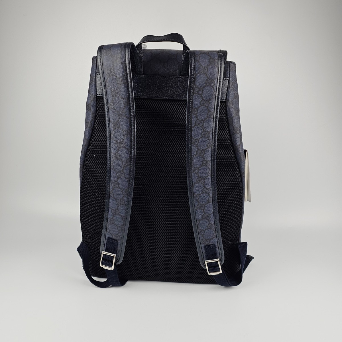 Gucci Ophidia Large Double Buckle Gray GG Canvas Backpack New Gucci GUCCI Ophidia Large $2550 Grey And Black GG Canvas  main image 2