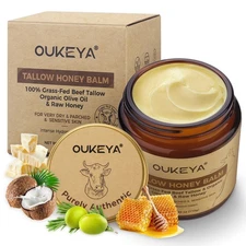 OUKEYA 100% Grass-Fed Beef Tallow Balm Intense Hydration Balm For Skin 110g