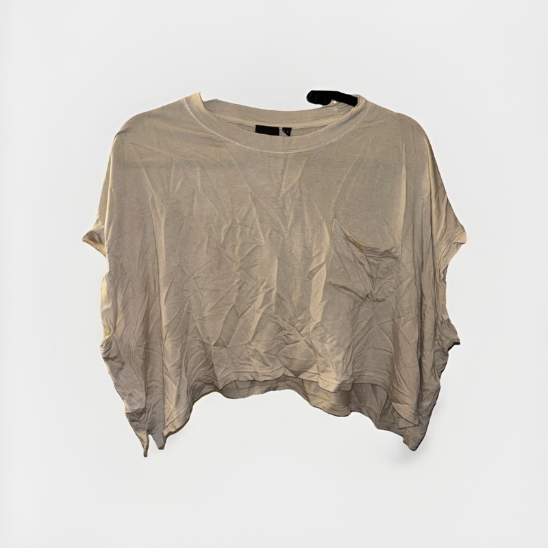 Mono B Oversized Cream Cropped Pocket Tee XL