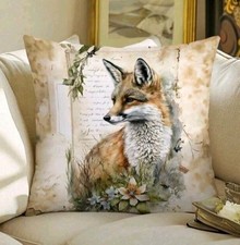 Beautiful Fox Print Cushion Cover Picture Woodland Animal Urban UK Seller (B2)