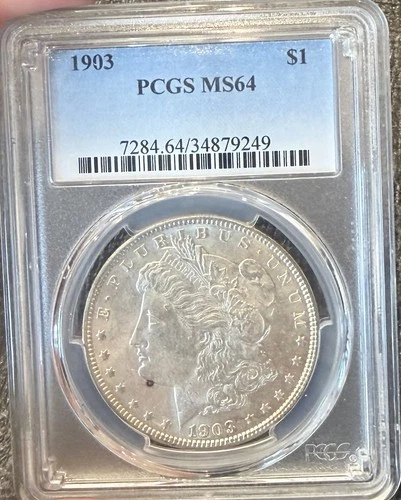 1903 MORGAN SILVER DOLLAR PCGS MS-64 BEATIFUL LUSTRE SLIGHT TONING