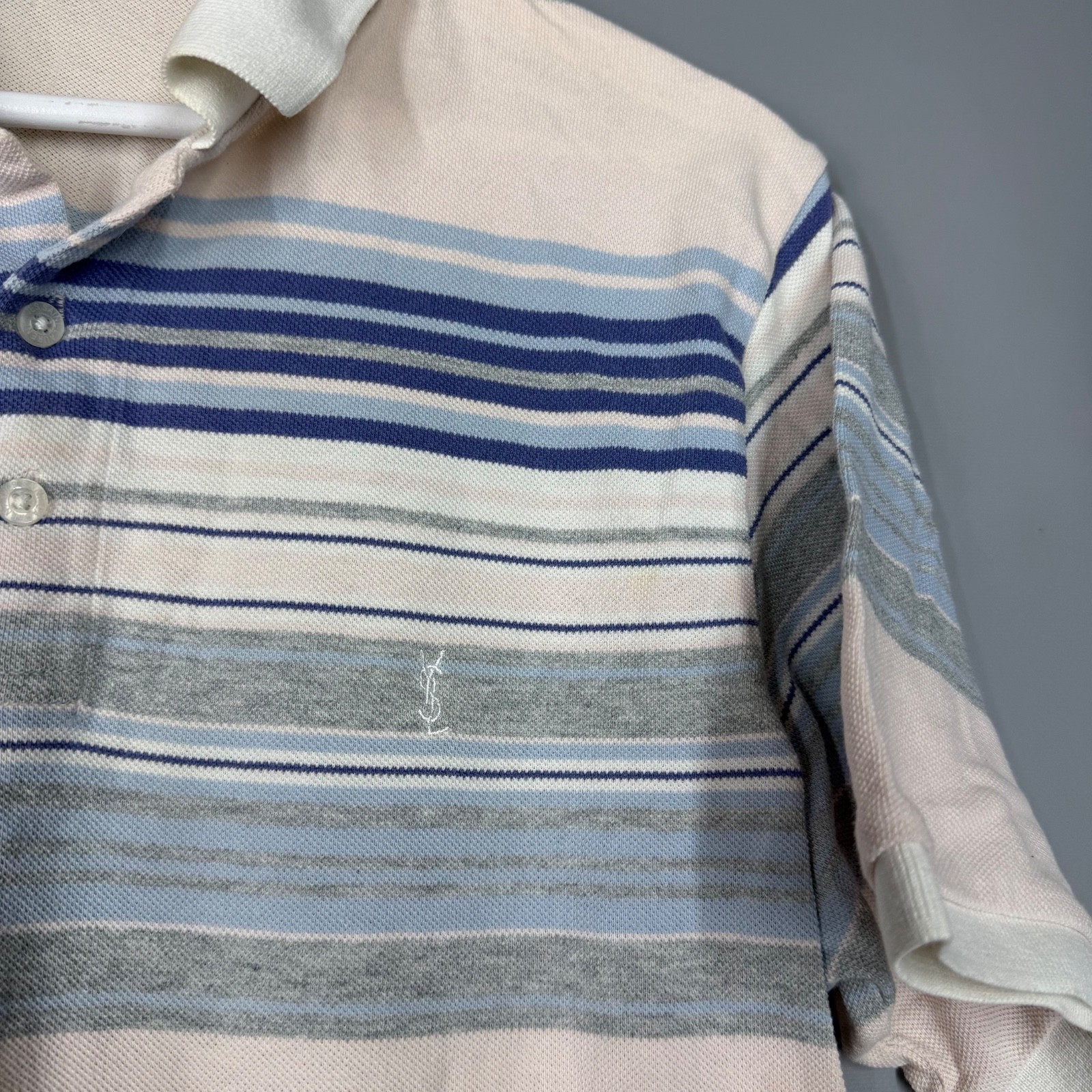 YVES SAINT LAURENT YSL POLO UOMO VINTAGE A RIGHE TAGLIA L
