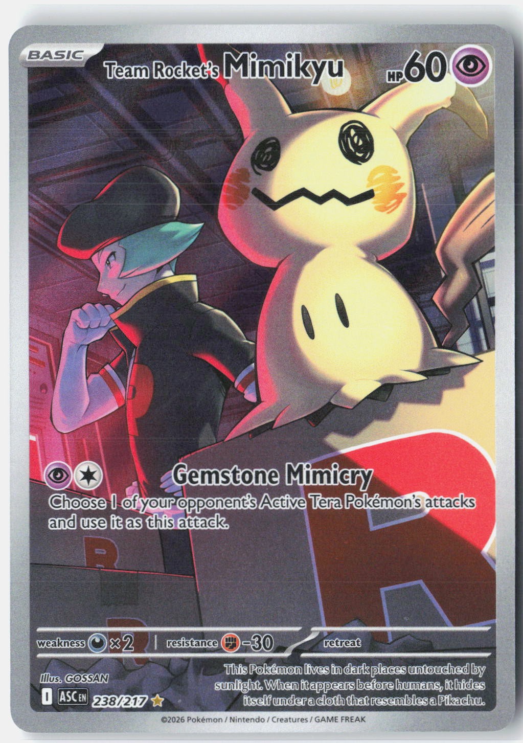 Team Rocket's Mimikyu ME: Ascended Heroes 238/217 Pokemon Card Holo