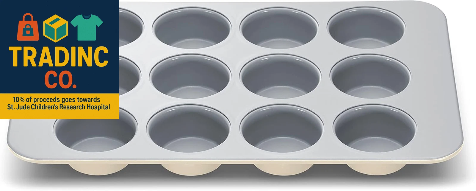 Non-Stick Ceramic 12-Cup Muffin Pan - Naturally Slick Ceramic Coating - Non-Toxi