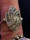 Vintage Art Deco Sterling silver marcasite Ring  size 8
