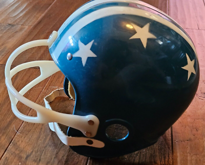 blue football helmet with white stripes Vintage Football Helmet Blue Stripes with White Stars