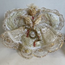 Vintage Christmas Angel Tree Topper Handmade Lace Gold Accents Ornate