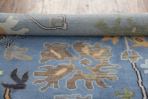 Blue Turkish Oushak Cotemporary Hand-Knotted wool Rugs to decor living room rugs - Picture 8 of 11