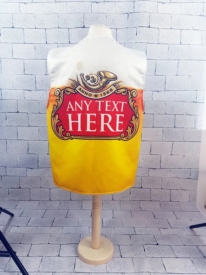 Gilet De Costume Fantaisie Avec Design De Label De Bière Jaune - 4 Tailles - Photo 3/4