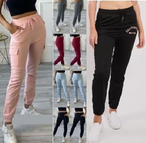 Womens Ladies Cargo Joggers Combat Stretch Casual Trousers Slim Fit  LoungeWear