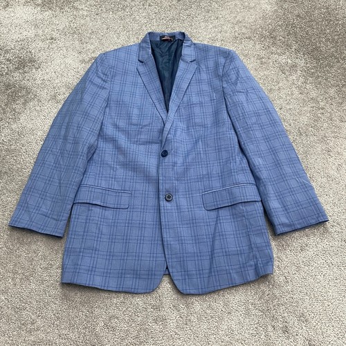 Tommy Hilfiger TH Flex Blazer Suit Jacket Boys Kids 18 Blue Plaid Ventless Lined