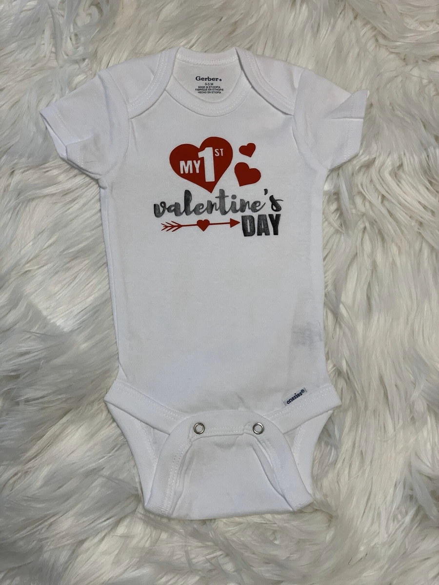 MY FIRST Valentine s Day Holiday Onesie Personalized Custom Baby
