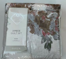 CASUAL CHIC 3 PIECE QUEEN SIZE QUILT SET ROSE/MULTI COLOR NIB