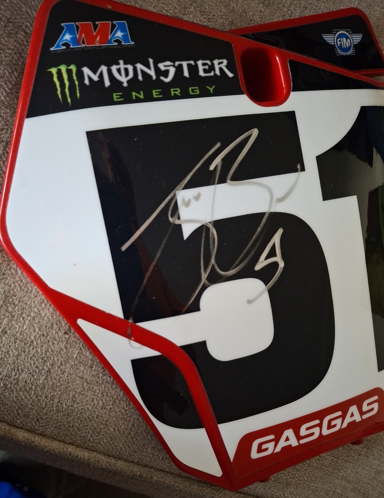 Justin BARCIA #51 *Signed GAS GAS  Front Number PLATE SX MX - JSA COA
